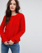 Vila Cable Knit Sweater - Red