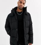 Asos Design Tall Sustainable Puffer Jacket With Hood In Black