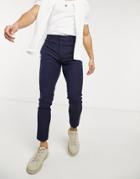 Asos Design Skinny Ankle Grazer Smart Pant In Navy Tonic
