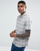 Asos Regular Fit Check Shirt With Linen Mix - Gray