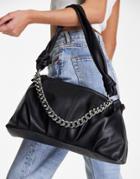 Topshop Leather Chain Shoulder Bag In Black