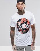 Hype T-shirt With Rose Script Logo - White