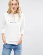 Mango Not Perfect Logo Sweatshirt - White