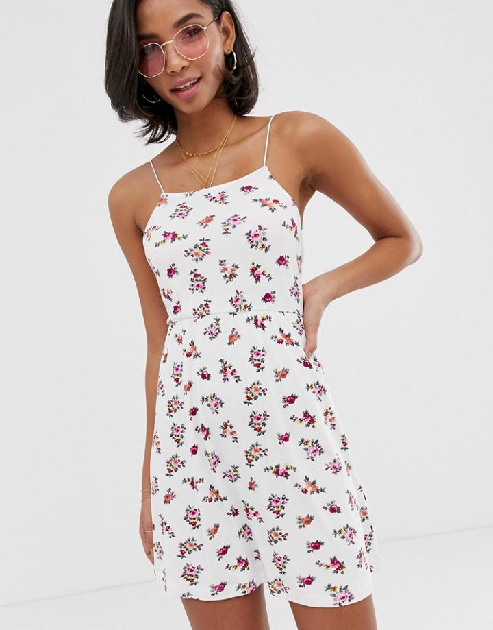 Asos Design Mini Floral Print Rib Sundress - Multi