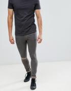Asos Design 12.5oz Super Skinny Jeans In Gray With Knee Rip - Gray