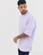 Asos Design Oversized T-shirt With Side Split In Purple - Purple