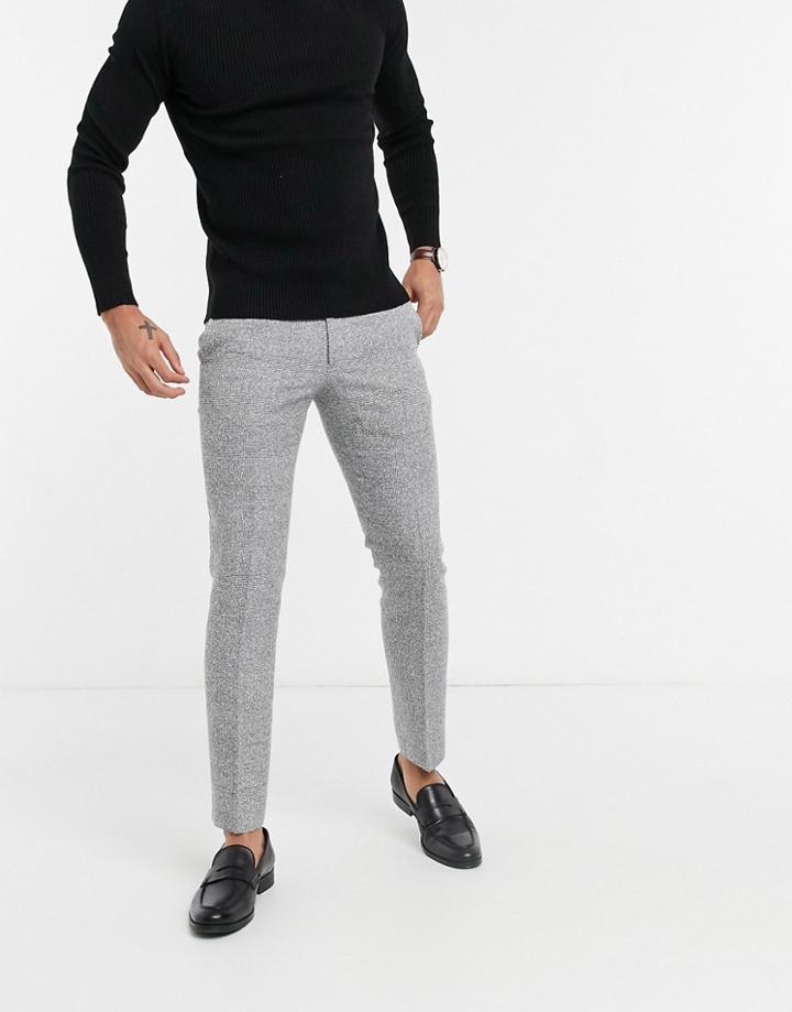 Moss London Slim Fit Suit Pants In Black & White Check