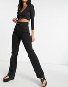 Monki Kaori Organic Cotton Flared Jeans In Black