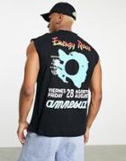 Asos Design Tank With Amnesia Ibiza Graphic Print In Black