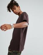 Asos Oversized T-shirt With Raw Edges And Side Splits - Brown