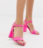 New Look Block Heel Sandal In Neon Pink