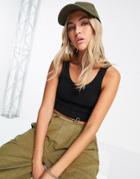 Weekday Ribbed Crop Top In Black