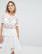 Vila Premium Cutwork Lace Shell Top Co-ord - Multi