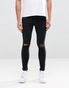 Dr Denim Dixy Extreme Super Skinny Jeans Black Ripped Knees - Black Ripped