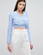 Lavish Alice Wrap Tie Shirt In Stripe - Multi