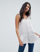 Brave Soul Hill Printed Button Through Tank - Cream