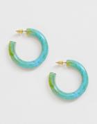 Asos Design Hoop Earrings In Marbled Green Resins - Multi