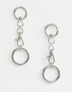 Asos Design Earrings With Open Link And Hardware Design In Silver - Silver