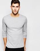 Asos Long Sleeve T-shirt With Crew Neck In Gray - Gray