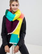 Miss Selfridge Rainbow Blanket Scarf - Multi