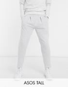 Asos Design Tall Pleated Jersey Sweatpants In White Marl