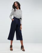 Asos Tailored Culotte With Tie Waist - Navy