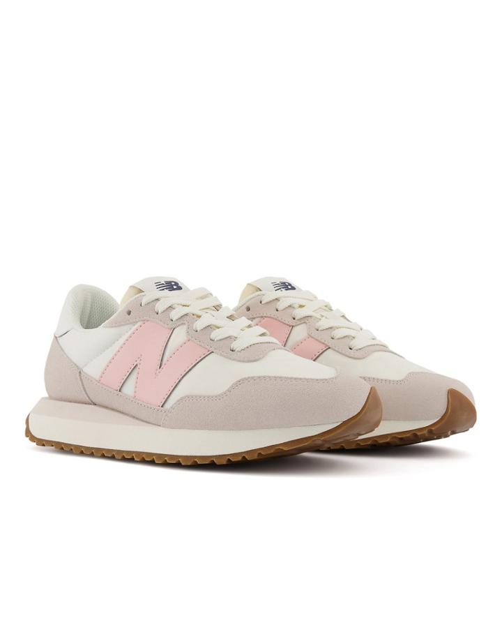 New Balance 237 Sneakers In White And Pastel Pink