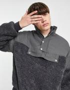 Mennace Pullover Jacket In Gray With Sherpa Paneling - Part Of A Set