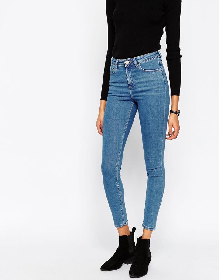 Asos Ridley High Waist Skinny Jeans In Pretty Blue - Pretty Blue