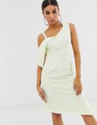 Asos Design Lace Fold Bonded Midi Dress-multi