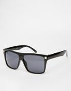 Asos Flatbrow Sunglasses In Black With Studs - Black