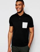 Asos Jersey Polo With Contrast Pocket - Black