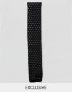 Heart & Dagger Knitted Square Tie In Design Print - Black