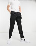 Topman Tapered Pronouced Twill Pants In Black
