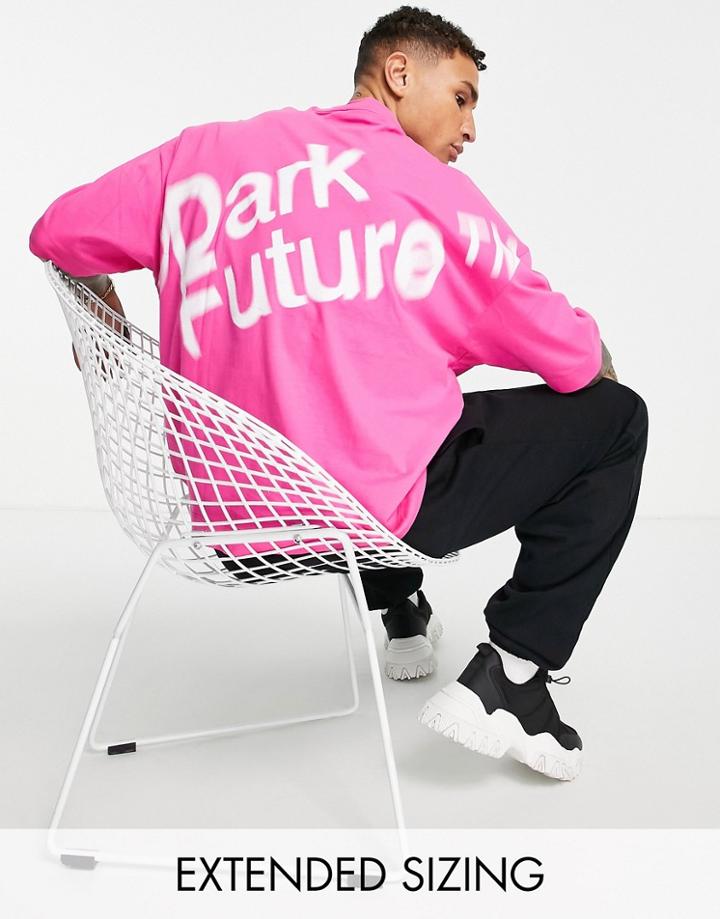 Asos Dark Future Oversized T-shirt With Blurred Logo Graphic Print In Hot Pink