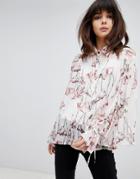 Religion Oversized Shirt In Woodland Floral - White