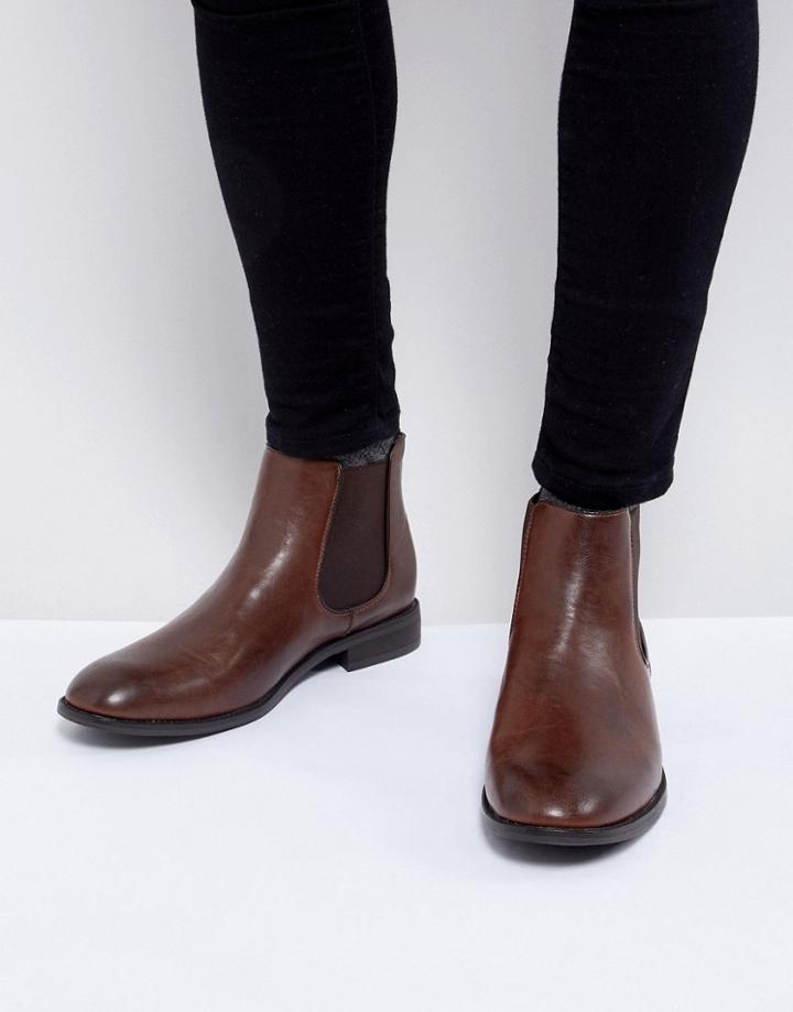 New Look Chelsea Boot With Elasticated Side In Brown - Brown