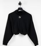 Puma High Neck Crop Roll Up Sweat In Black