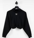 Puma High Neck Crop Roll Up Sweat In Black