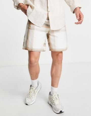 Only & Sons Shorts In White Check - Part Of A Set