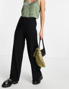 Object Knitted Wide Leg Pant In Black