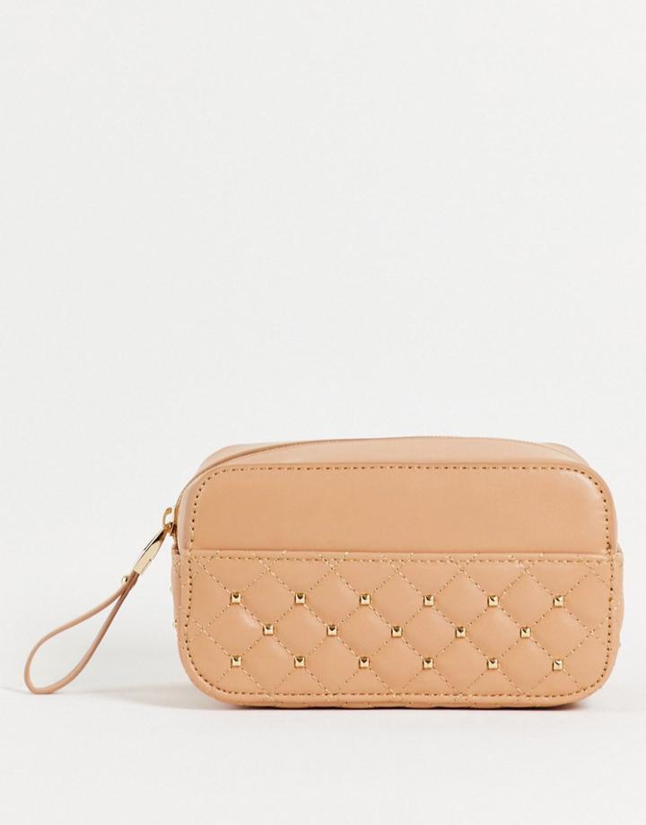 Miss Selfridge Taupe Studded Make Up Bag-brown