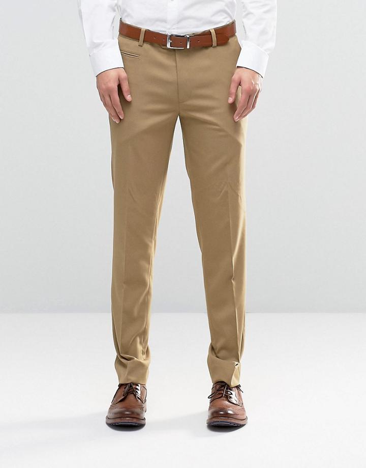 Asos Skinny Smart Pants In Brown - Glazed Ginger