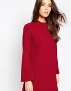 Asos Tall Shift Dress With Flared Sleeves - Red