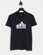 Adidas Sportstyle Floral Logo T-shirt In Black