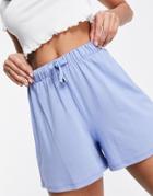 Asos Design Flippy Short With Drawcord In Blue-blues