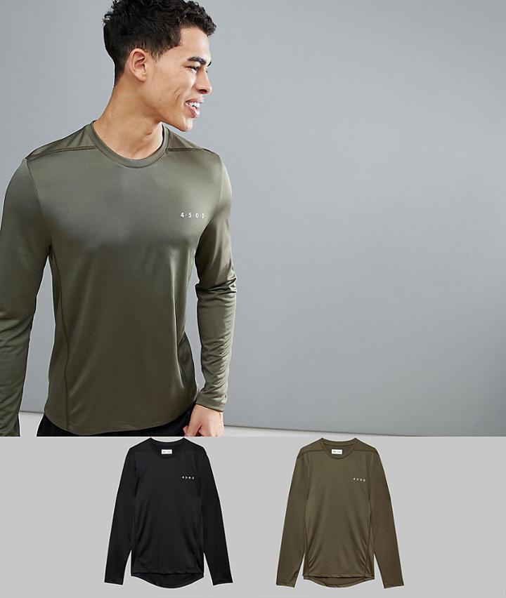Asos 4505 Long Sleeve T-shirt With Quick Dry 2 Pack Save - Multi
