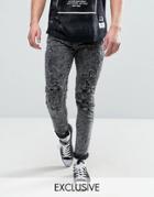 Cayler & Sons Skinny Jeans With Distressing In Acid Wash - Black