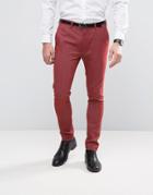 Asos Super Skinny Suit Pants In Red Twist - Red