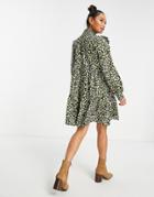 Aligne Organic Cotton Mini Shirt Dress With Ruffle Detail In Vintage Floral Print-multi